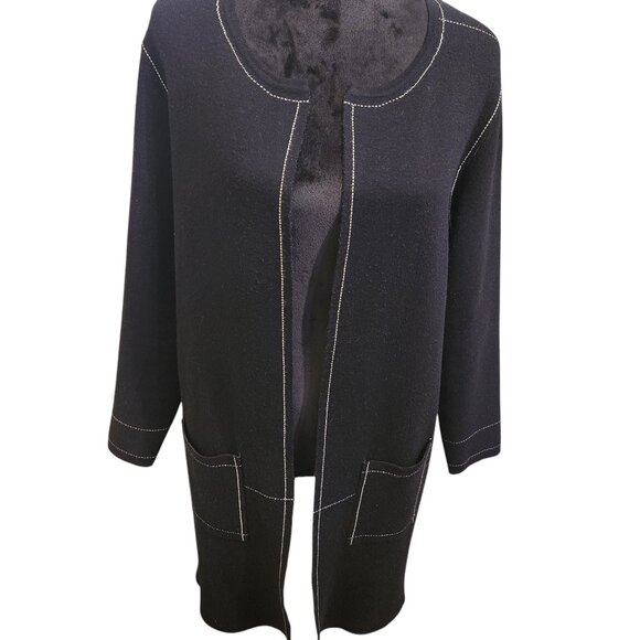 Elena Wang Black Open Front Cardigan Size XL - Picture 3 of 9